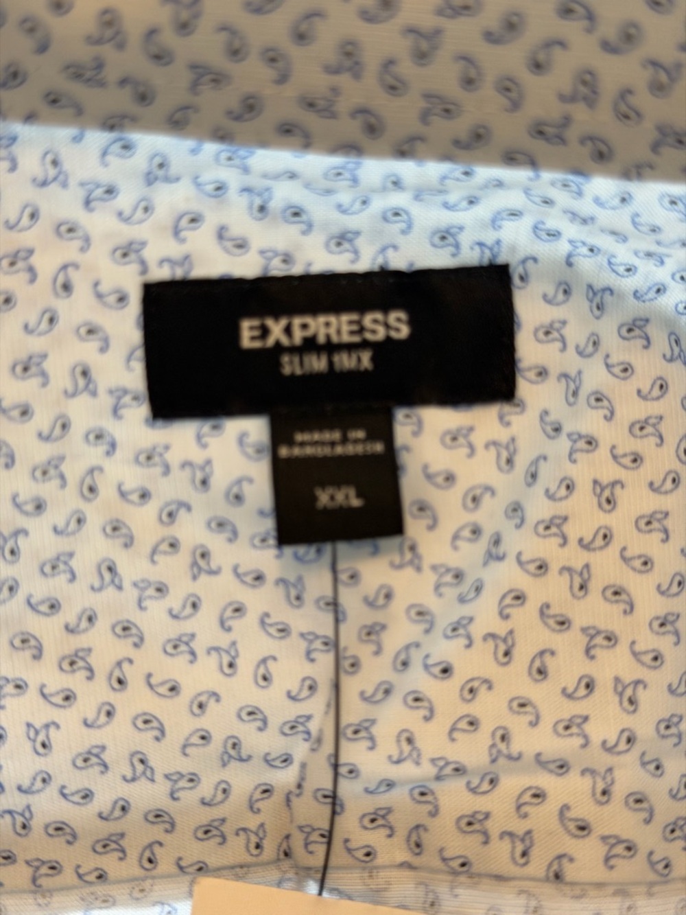 Express Men's Light Blue Micro-Pattern Dress Shirt slim IMX NWT - Picture 3 of 6